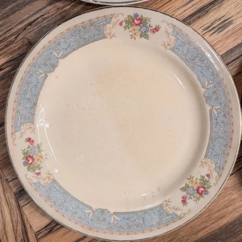 1939 Edwin Knowles-Blue Dawn Collection,Semi-Vitreous-Salad Plates-7.5”-Set of 4